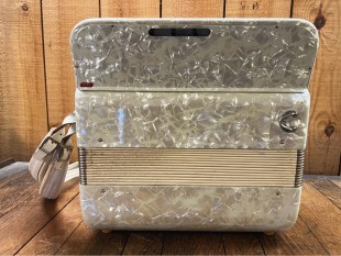 Maugein Occasion 80 Basses 2 Registres Blanc Nacré Doré