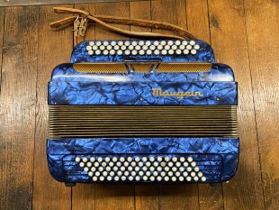 Maugein Accordeon Bleu Nacre 80 Basses 3 Rangs Occasion