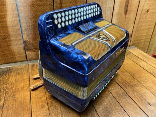 Maugein Accordeon Bleu Nacre 80 Basses 3 Rangs Occasion